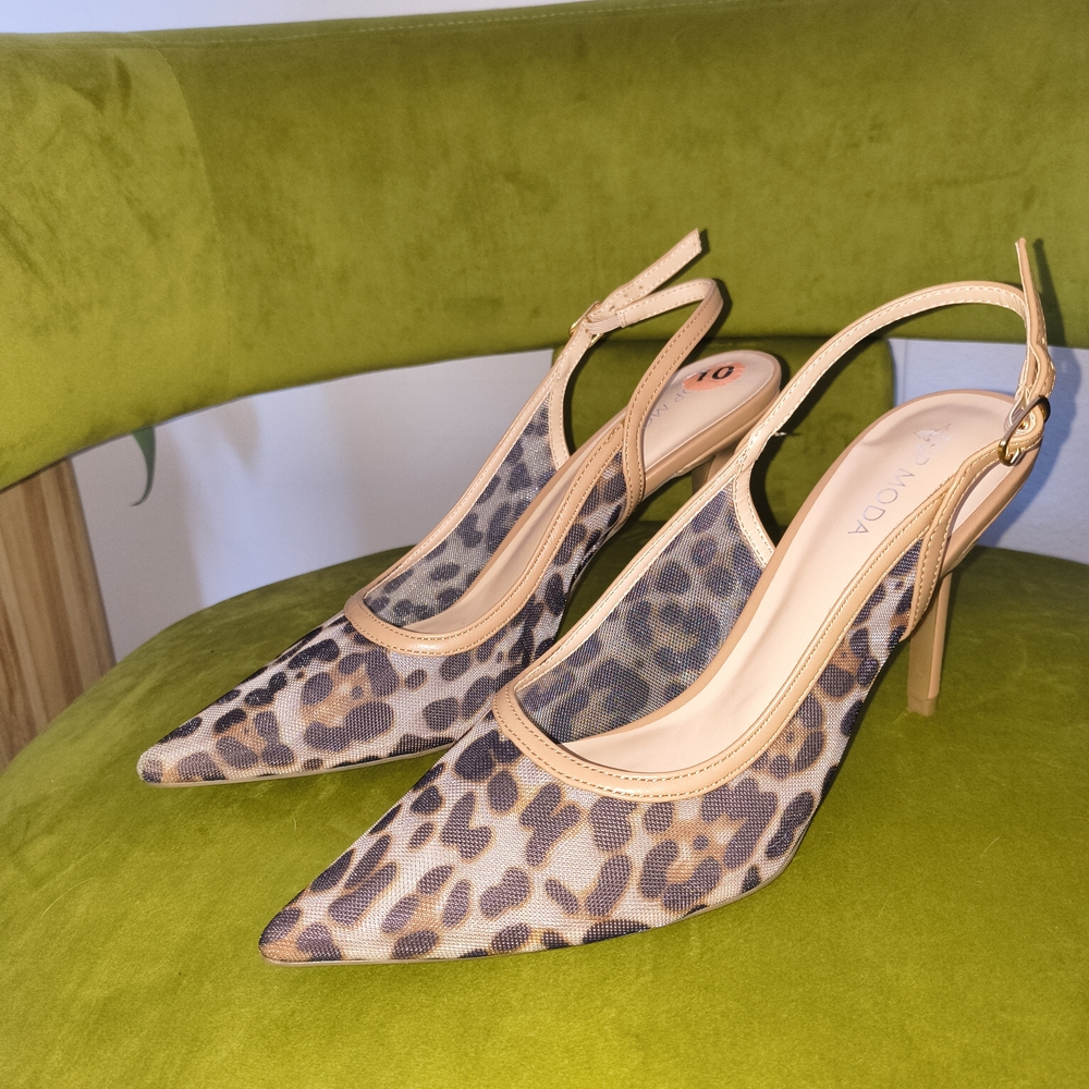 TOP Moda Leopard Print Slingback Heels - Picture 2 of 7